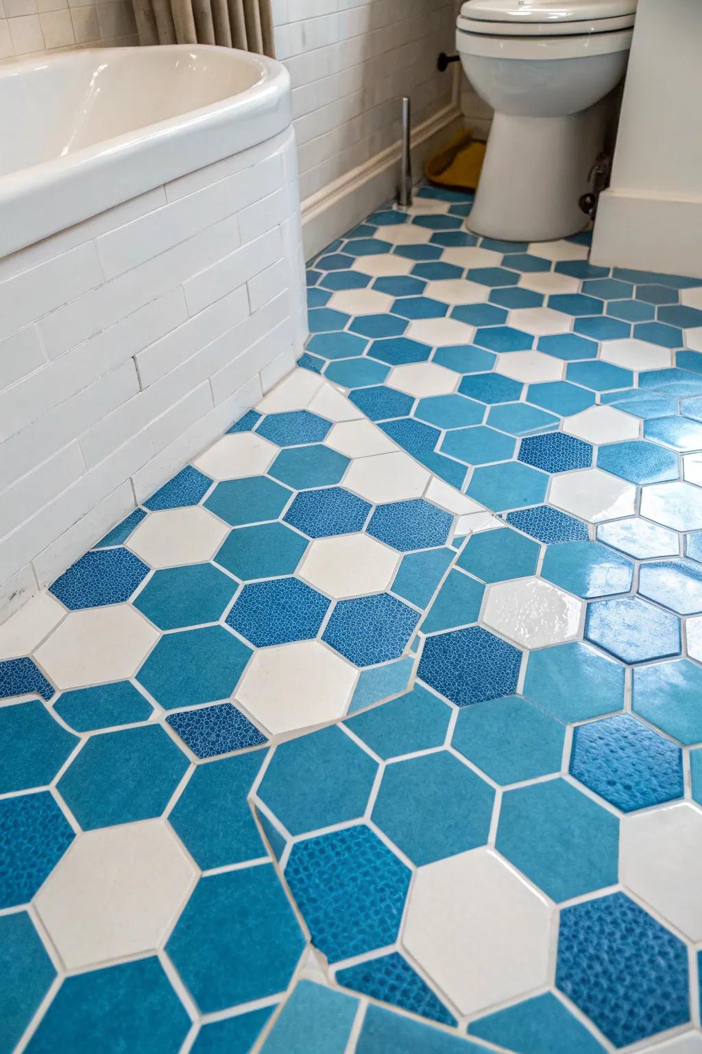 Geometric tiles bring a playful yet sophisticated vibe to your bathroom.