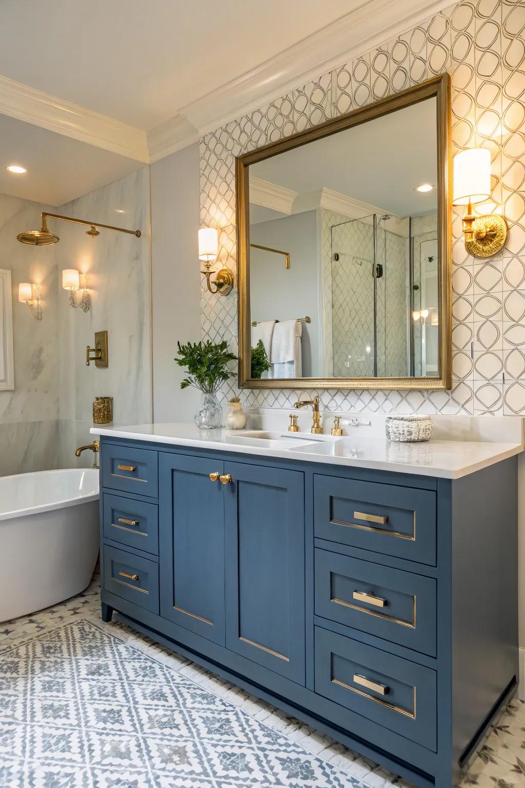 Gold and azure converge to create a harmonious blend of warmth and panache.