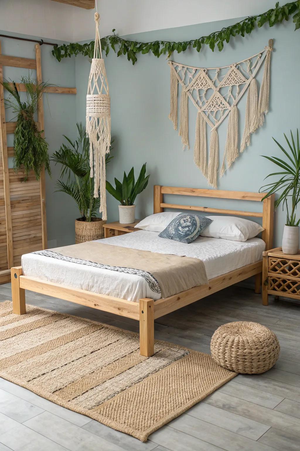 Minimalist timber furnishings accentuate the coastal mode.