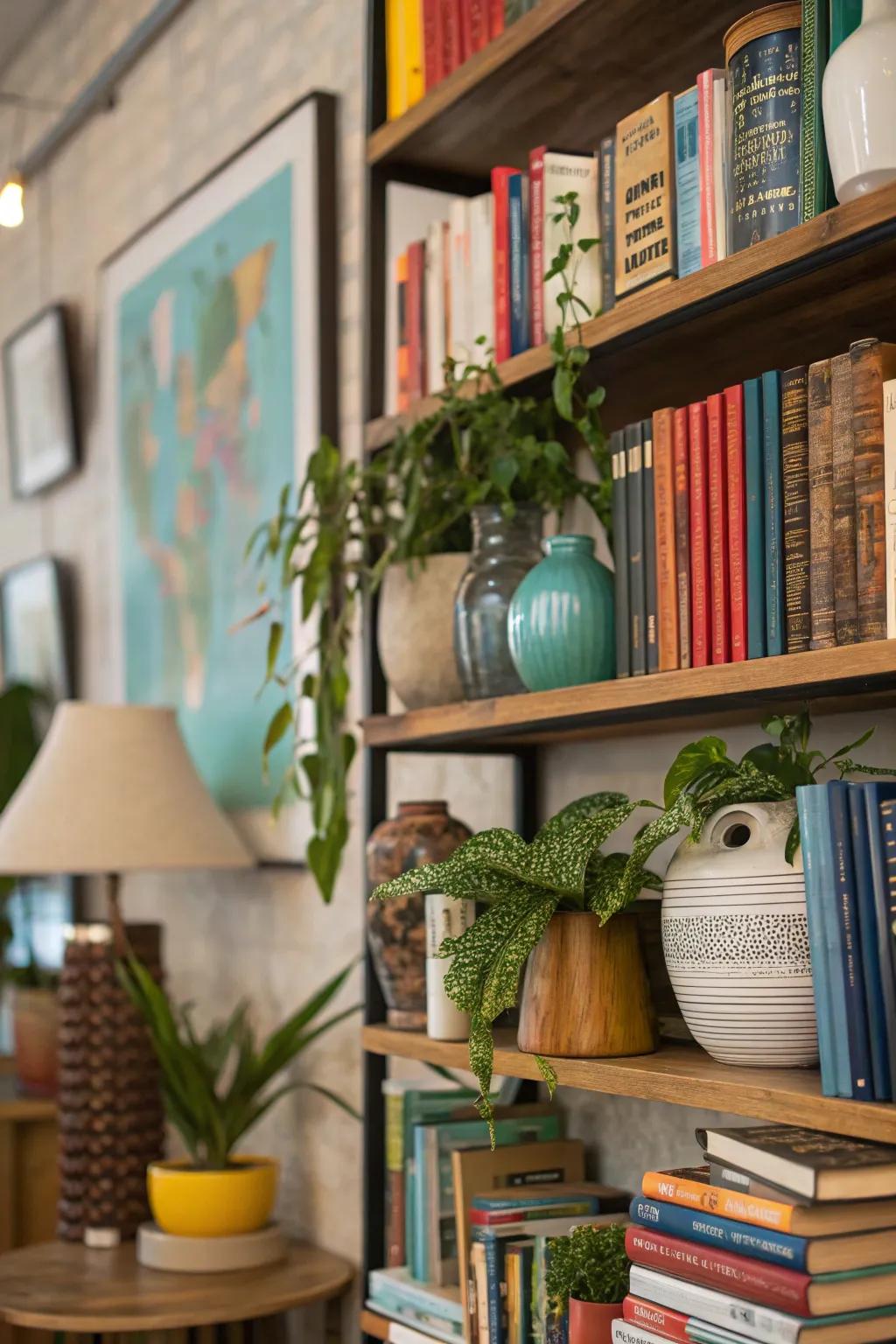 Adorn books with decor for an animated visual.