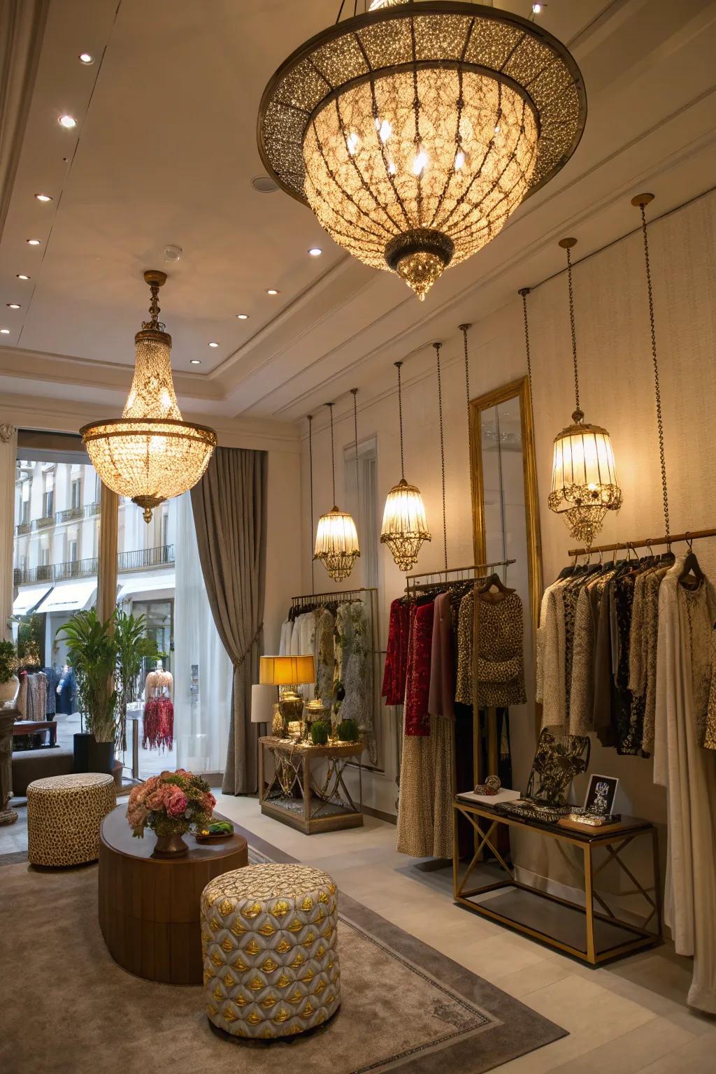 A boutique interior displaying focus pieces that capture attention and introduce a unique touch.