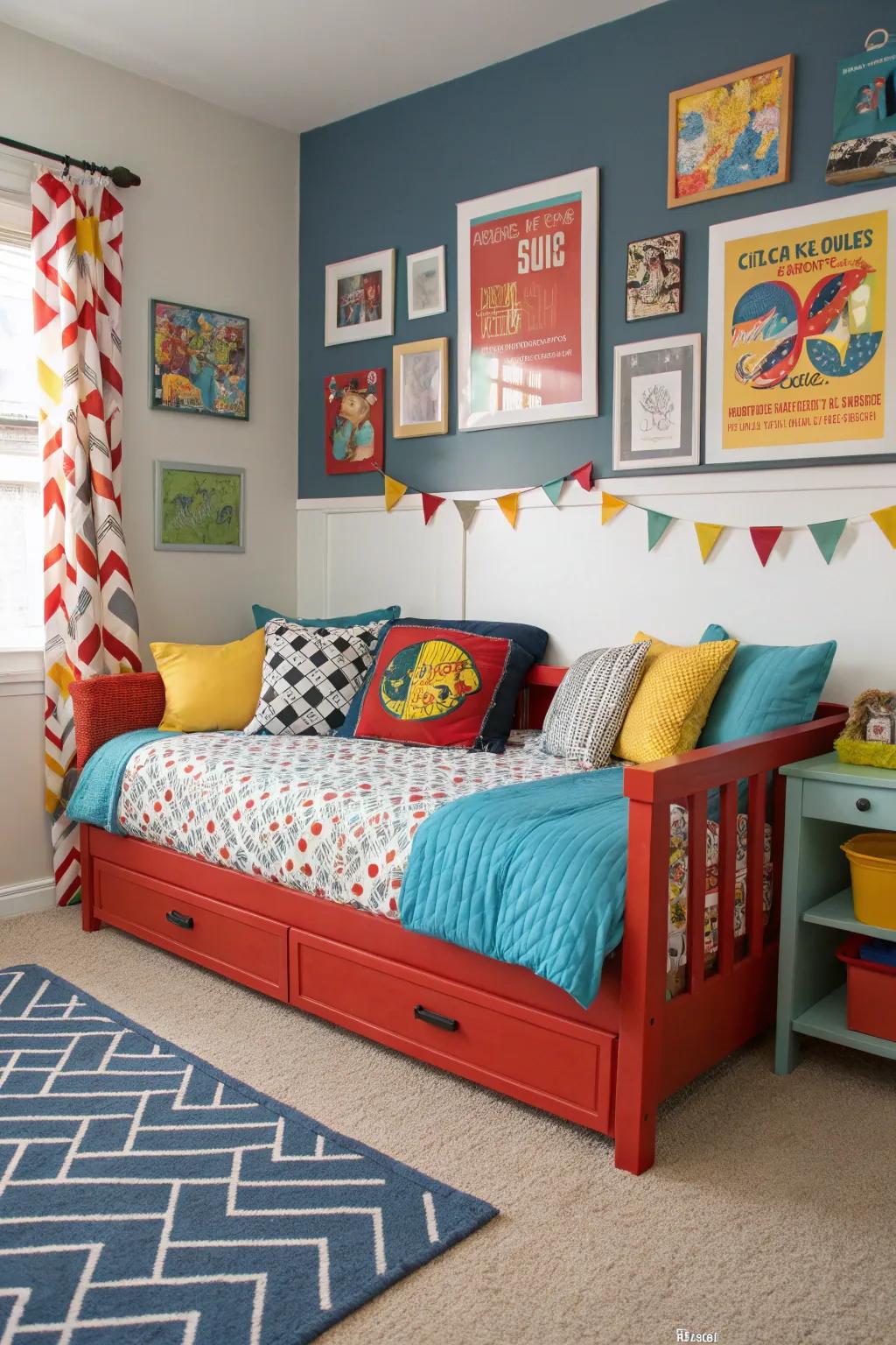 Bold splashes of color can turn a daybed area into a vibrant area.