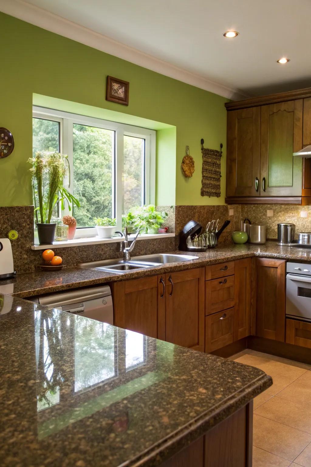 Green garden introduces a fresh, lively vibe to the kitchen.