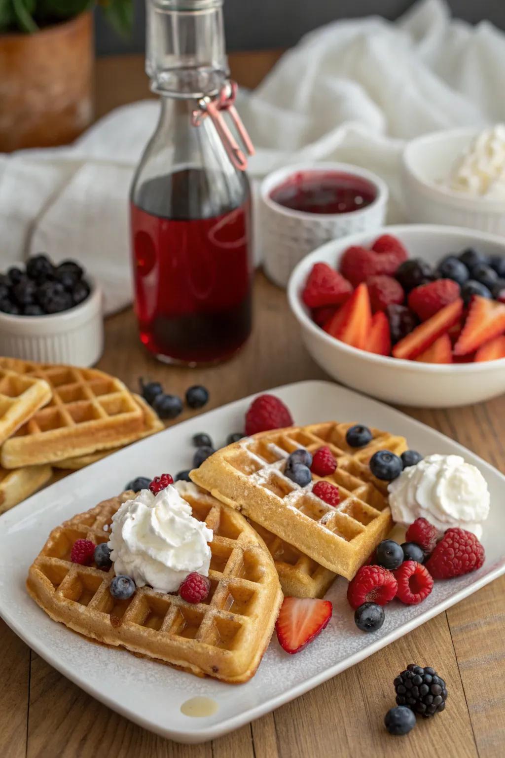 An interactive craft-your-own waffle corner for sweet creations.
