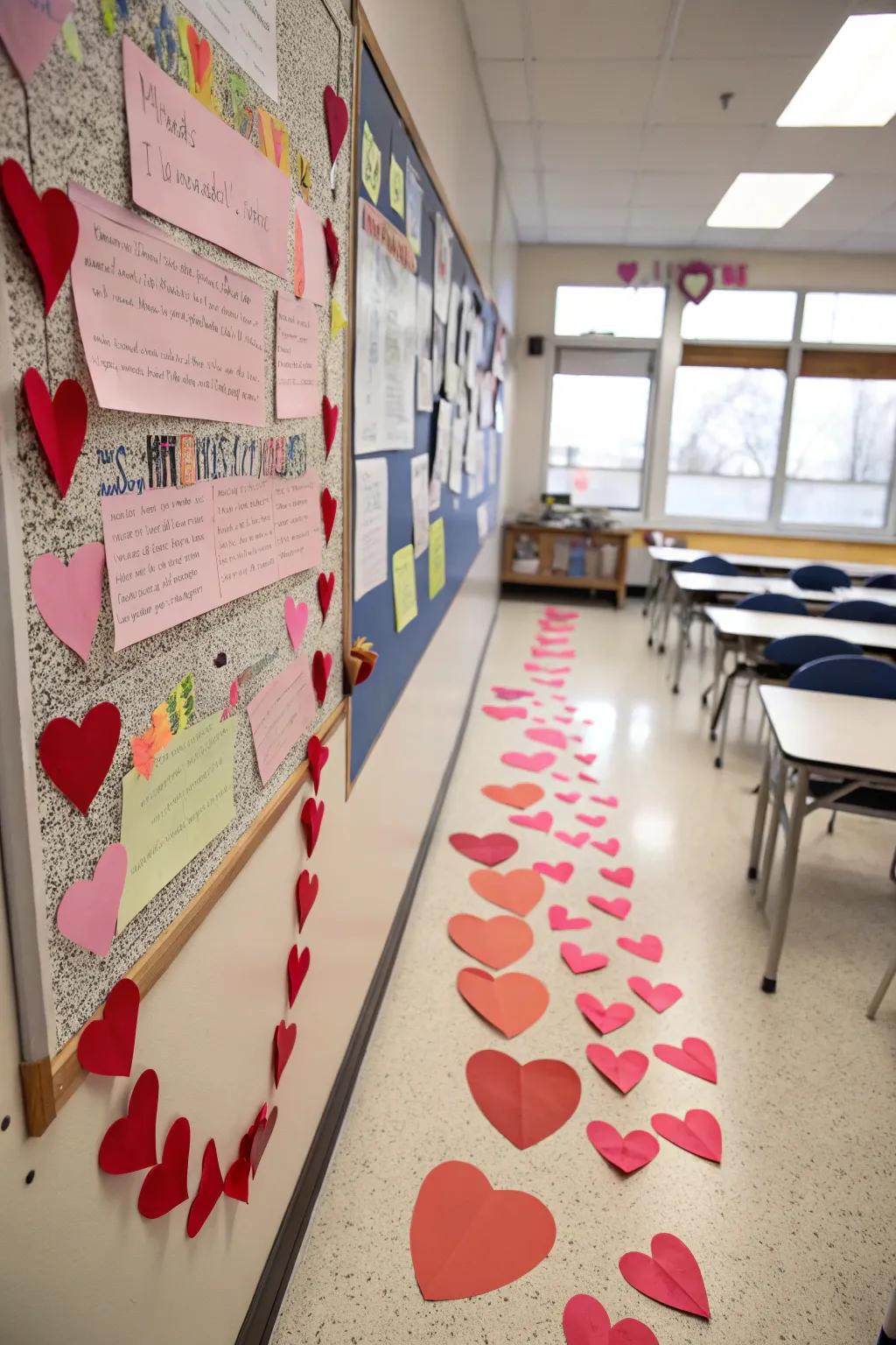 An array of paper hearts directing focus to a centralized core of gratitude.