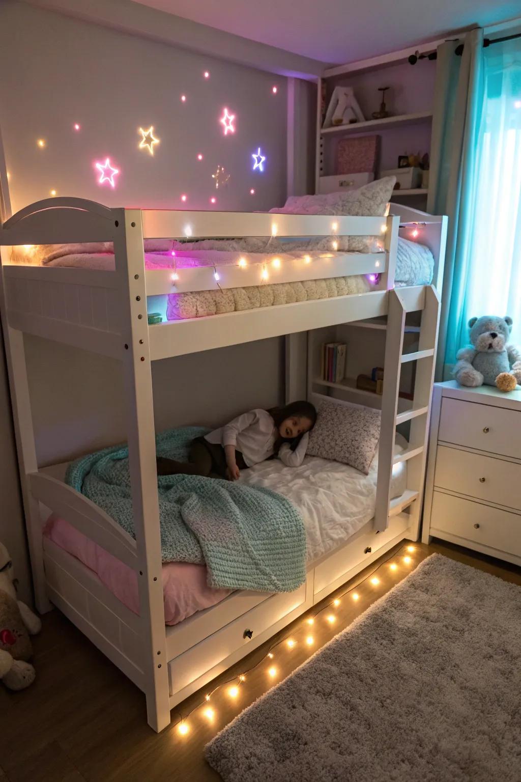 Twilight lamps contribute a calming, soothing radiance.