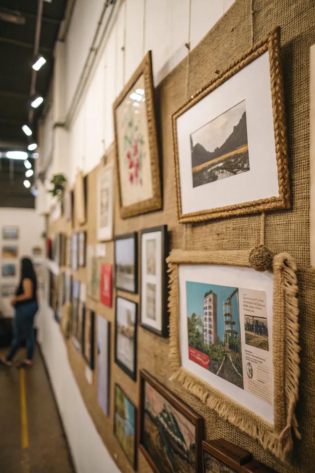Hessian wall design enriches texture and profundity to your environment.