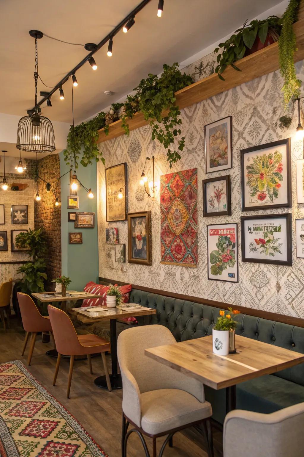 Artistic embellishments impart distinction and allure to your home cafe.