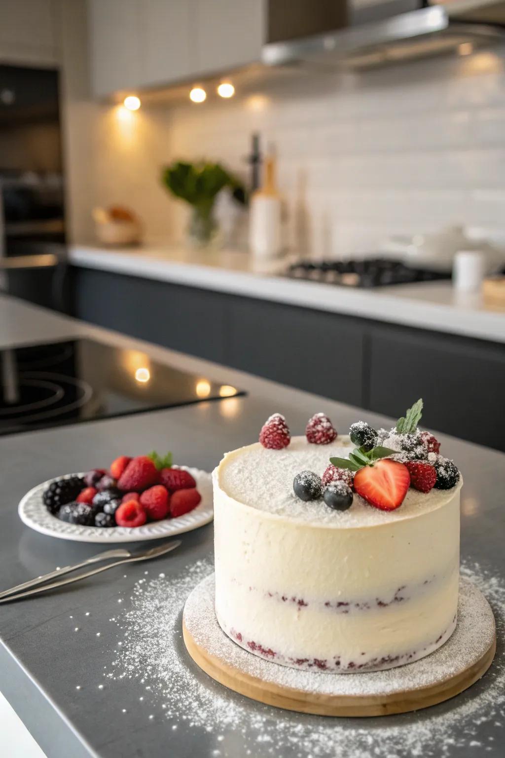 Low-key style using a simple buttercream finish