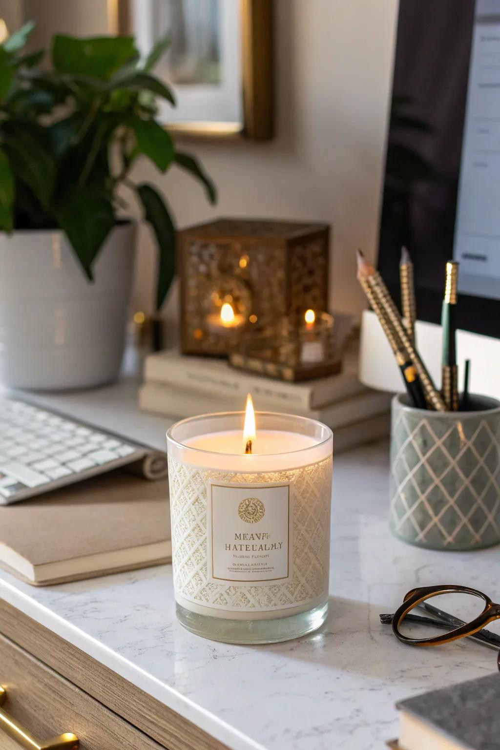 Textured candle stickers adding richness and curiosity.