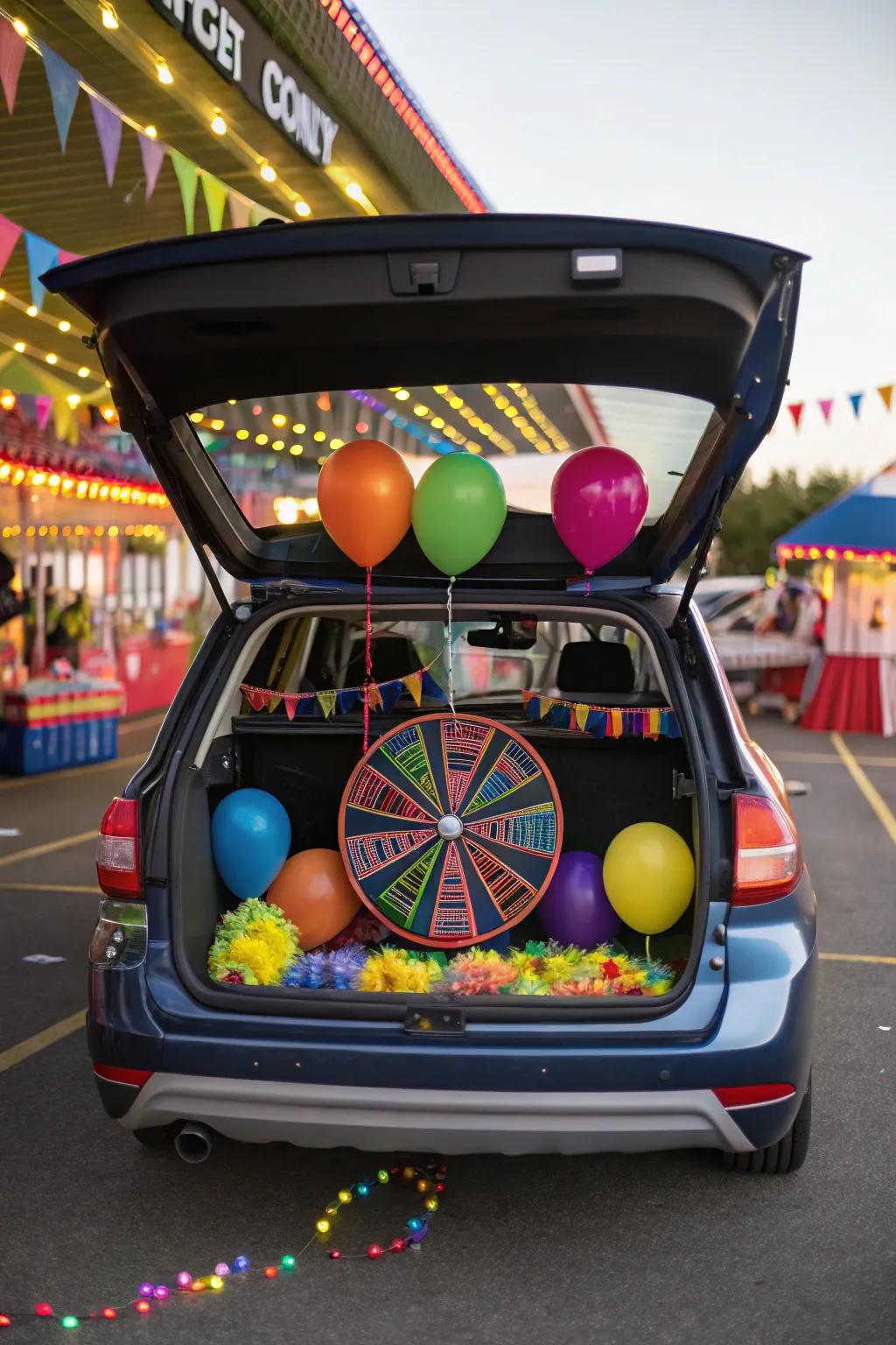 An engaging rotating circle setup that encourages visitors to test their luck.