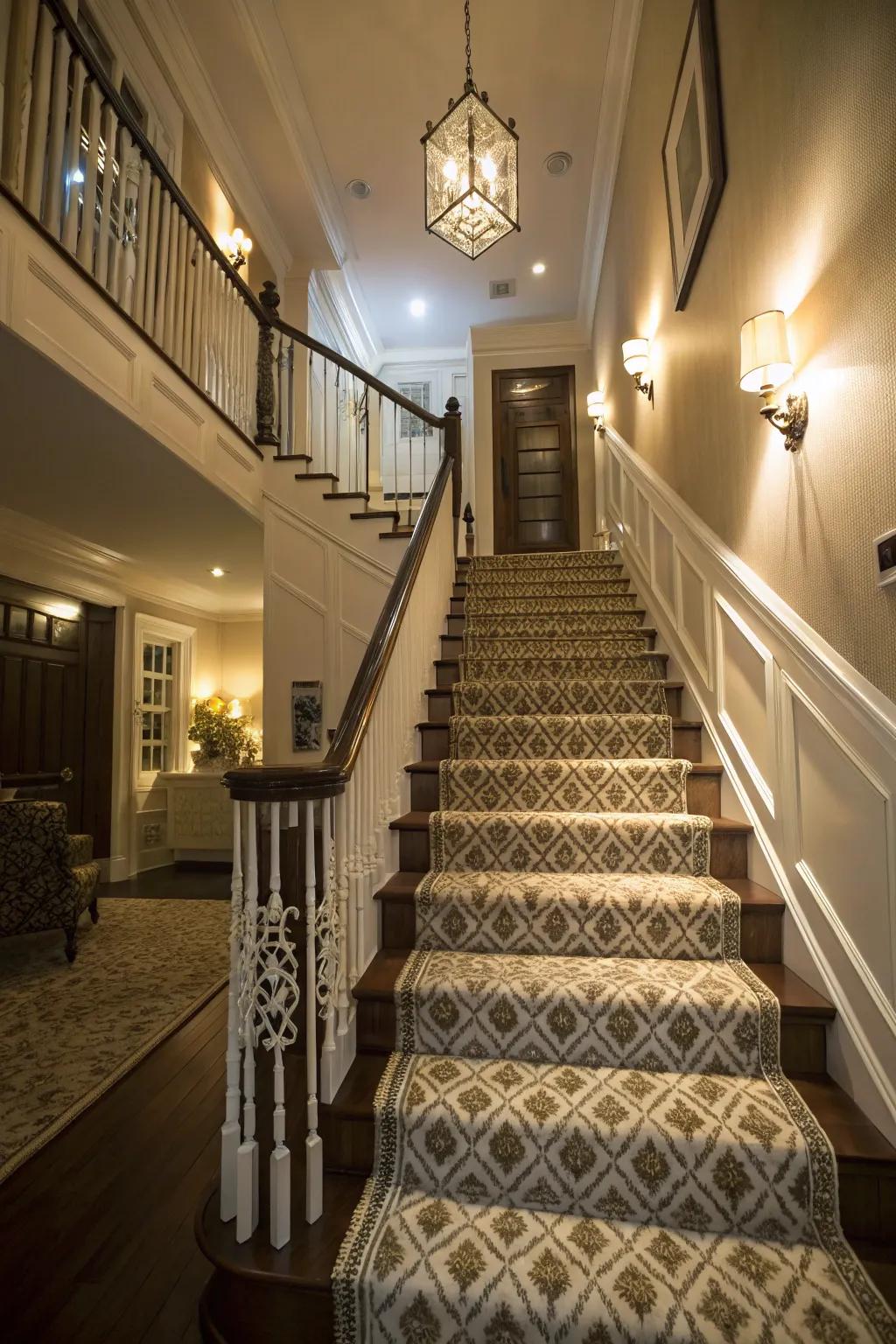 Illumination enriches carpeting feels and hues.