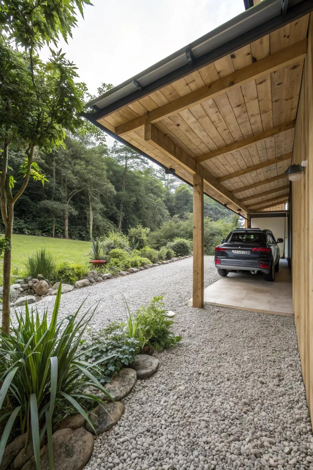 Pebble flooring delivers an eco-friendly, countryside appeal.