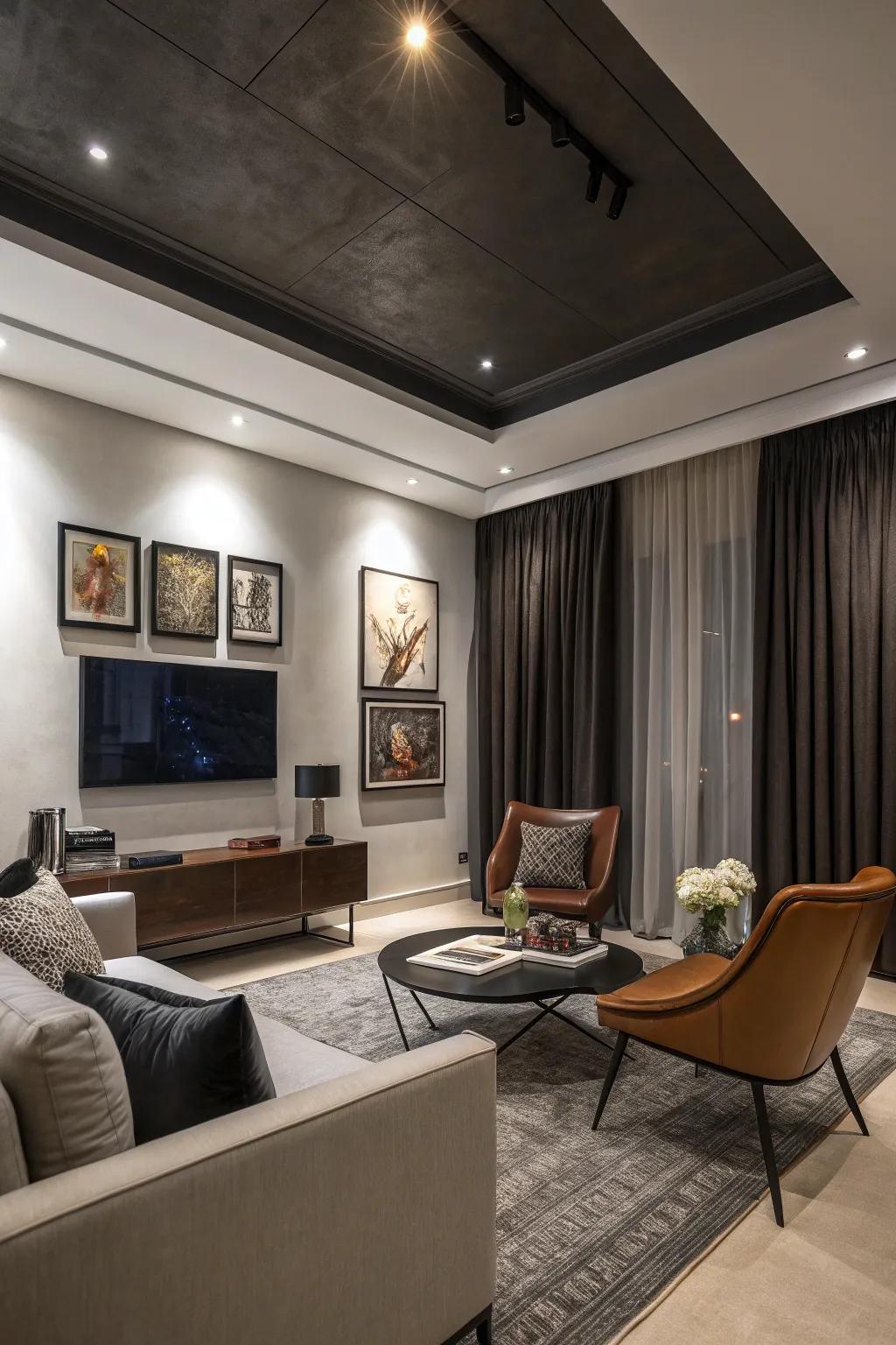 Deep curtains producing a bold contrast