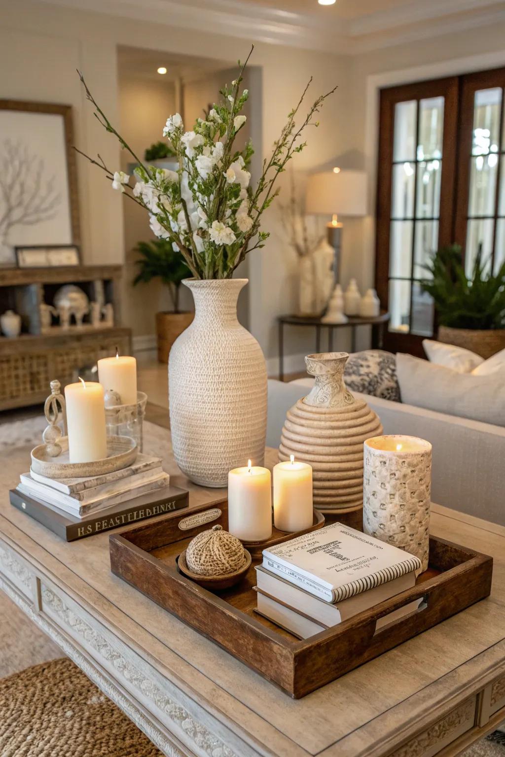 Color-harmonized decor establishes a harmonious aesthetic.