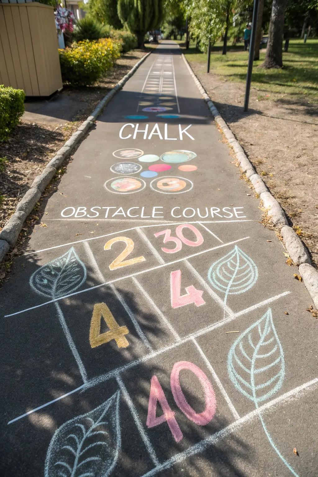 Leap into fun with our vibrant numeral path! #ChalkArt #MinimalistPlay