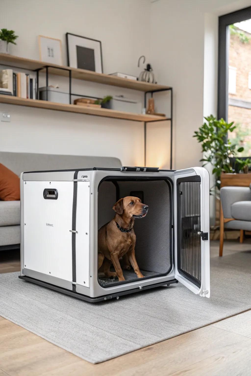 Storable kennels offer flexibility and style.