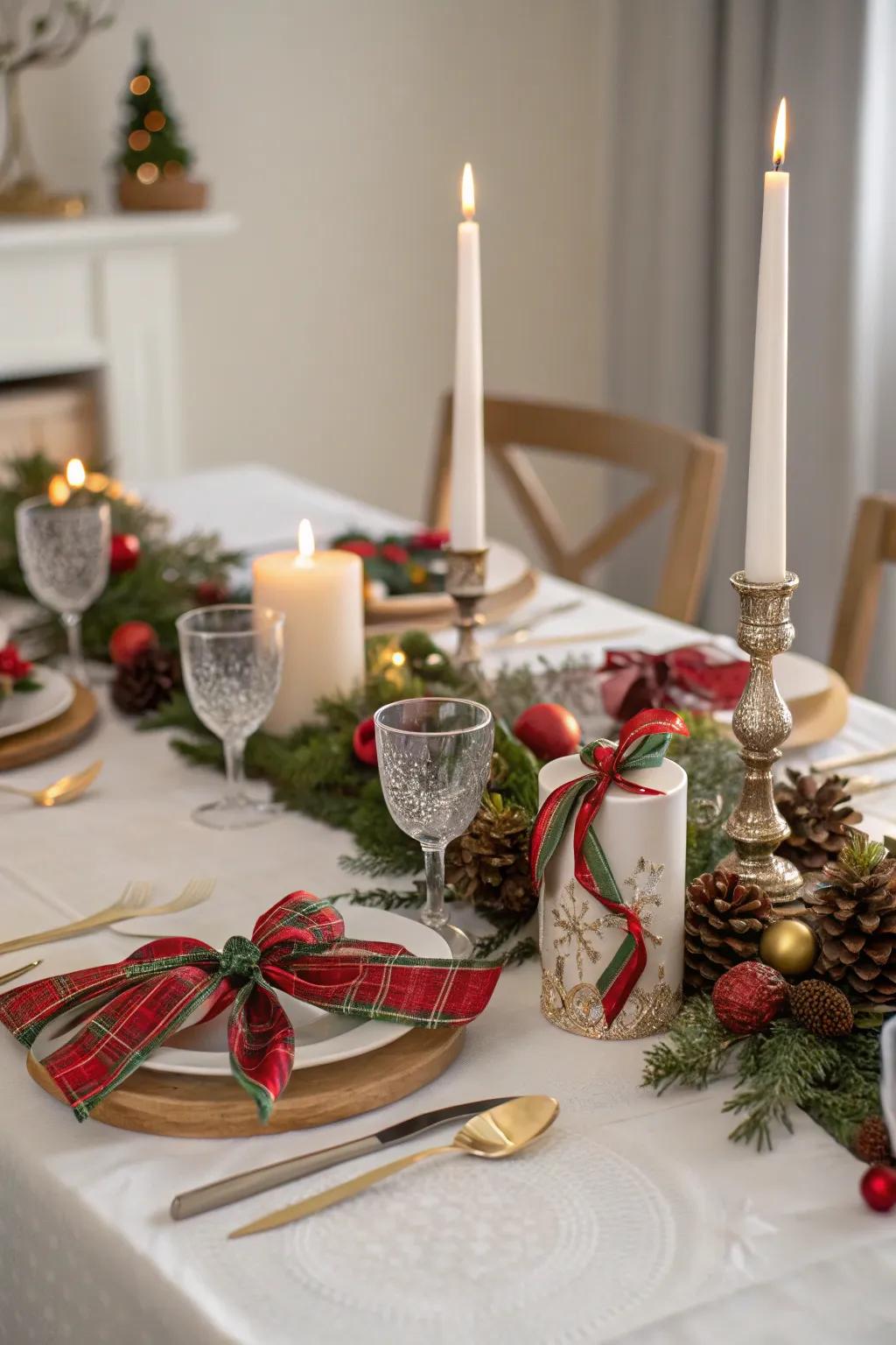 Strips and bows introduce a hint of refinement to any table.