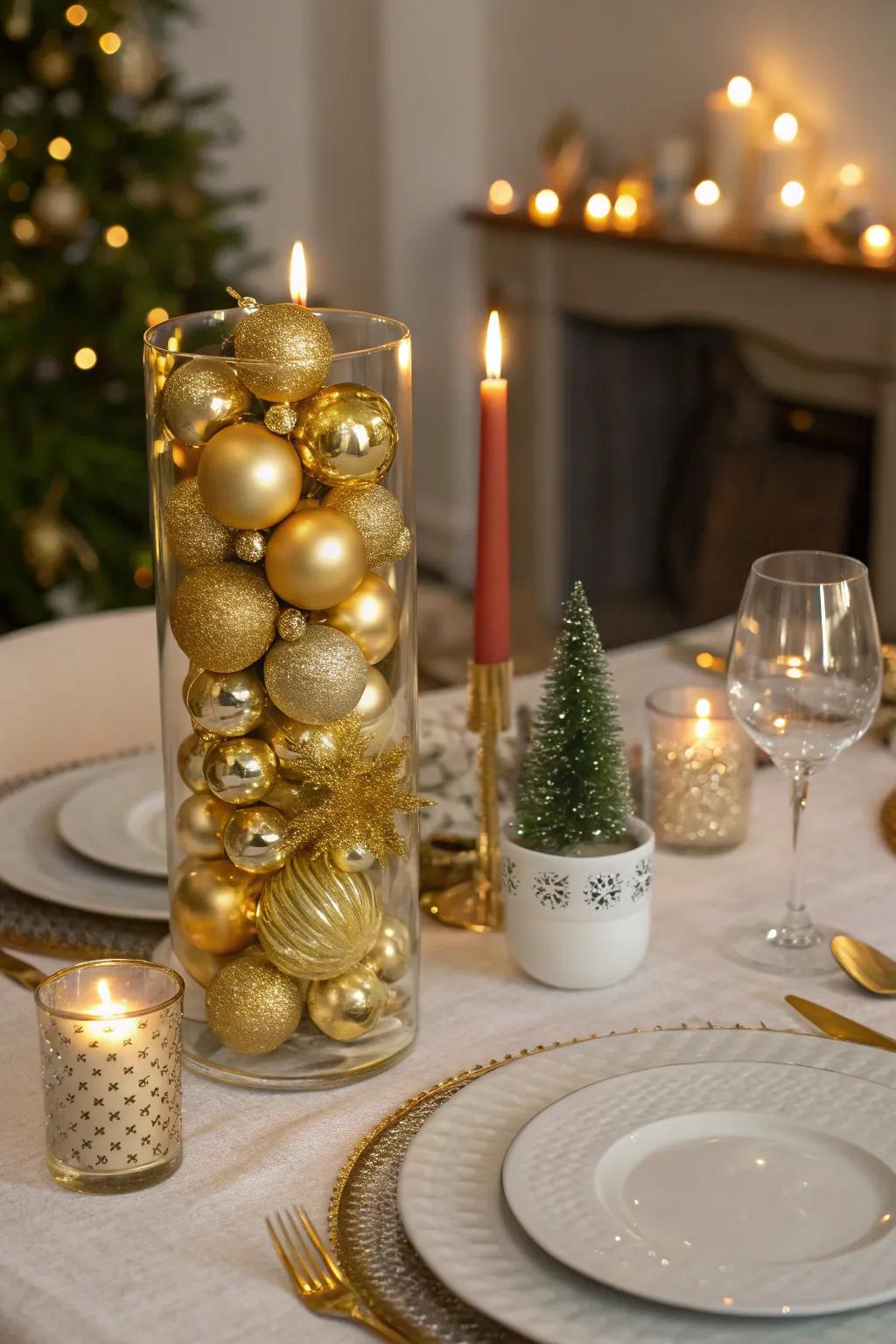 Add a hint of allure with gold baubles.