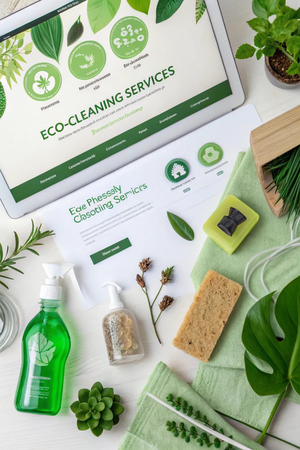 Eco-conscious services section on a cleaning website.