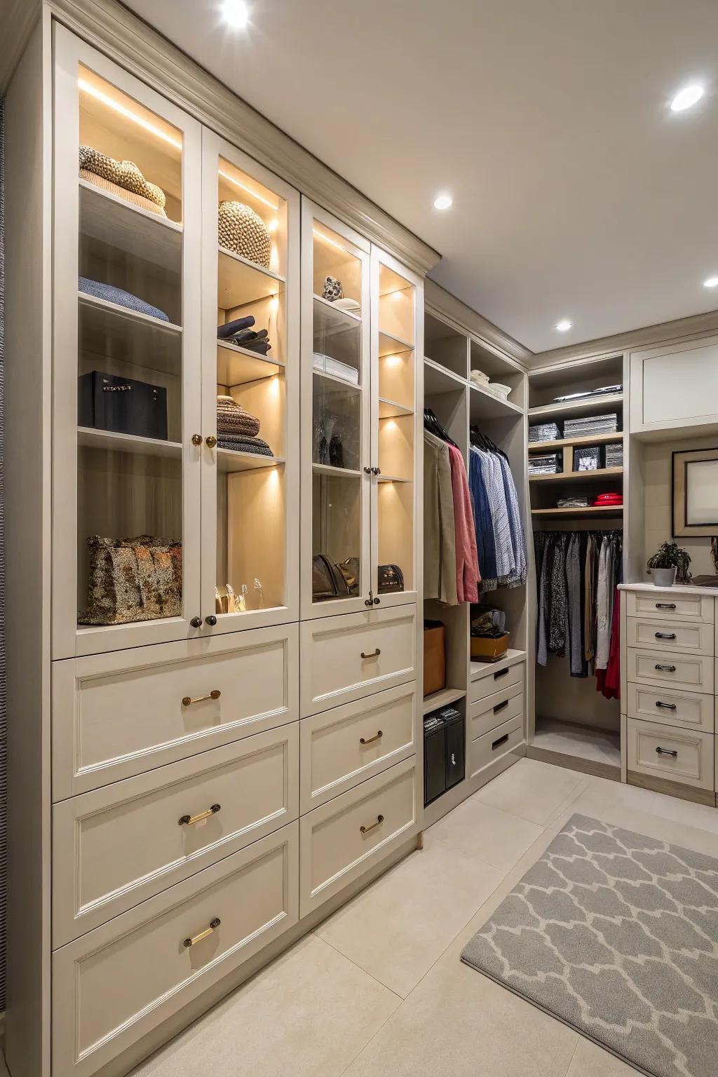 A mix of open and closed storage offers versatility.