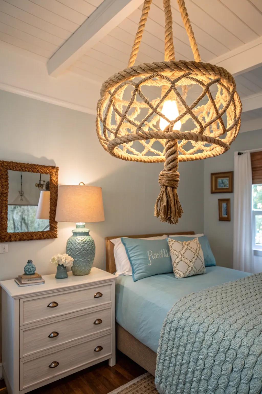 Nautical lighting adds individuality to your coastal bedroom.