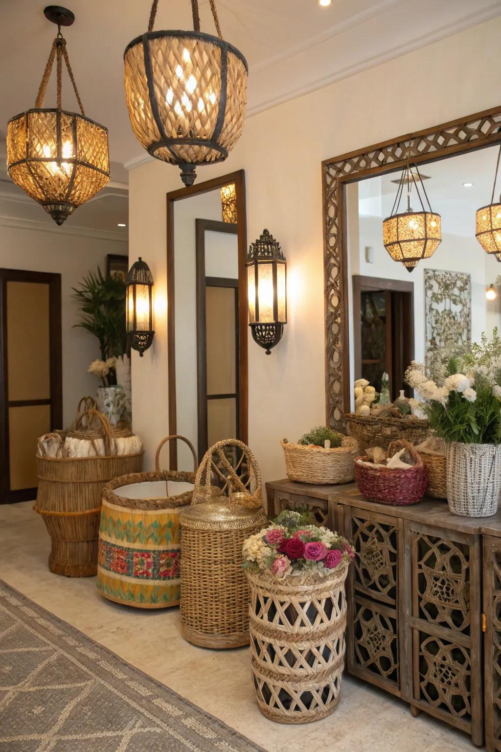 Practical decor pieces serve both decorative and functional roles.