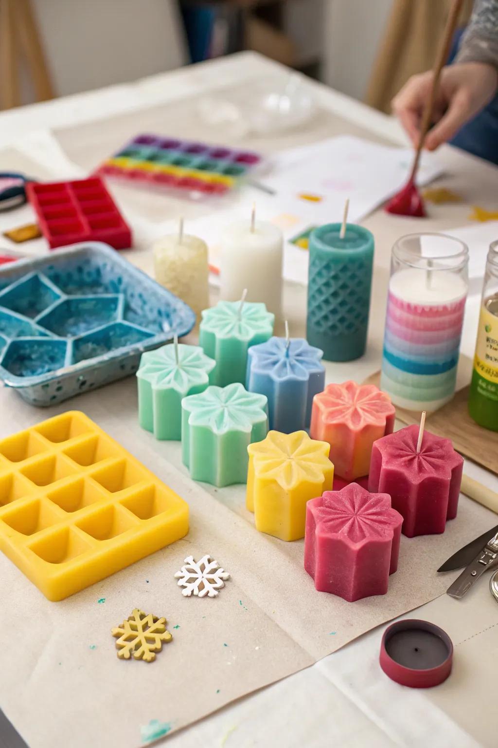 Personalized frost cast candles extend a personal, textured essence.