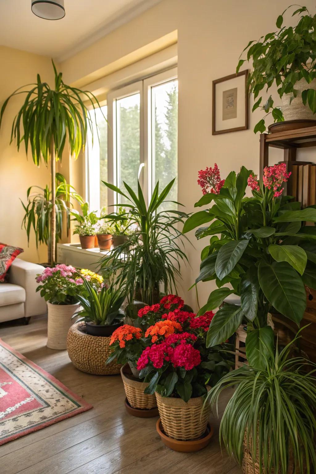 Interior plants add a hint of nature to your living room.