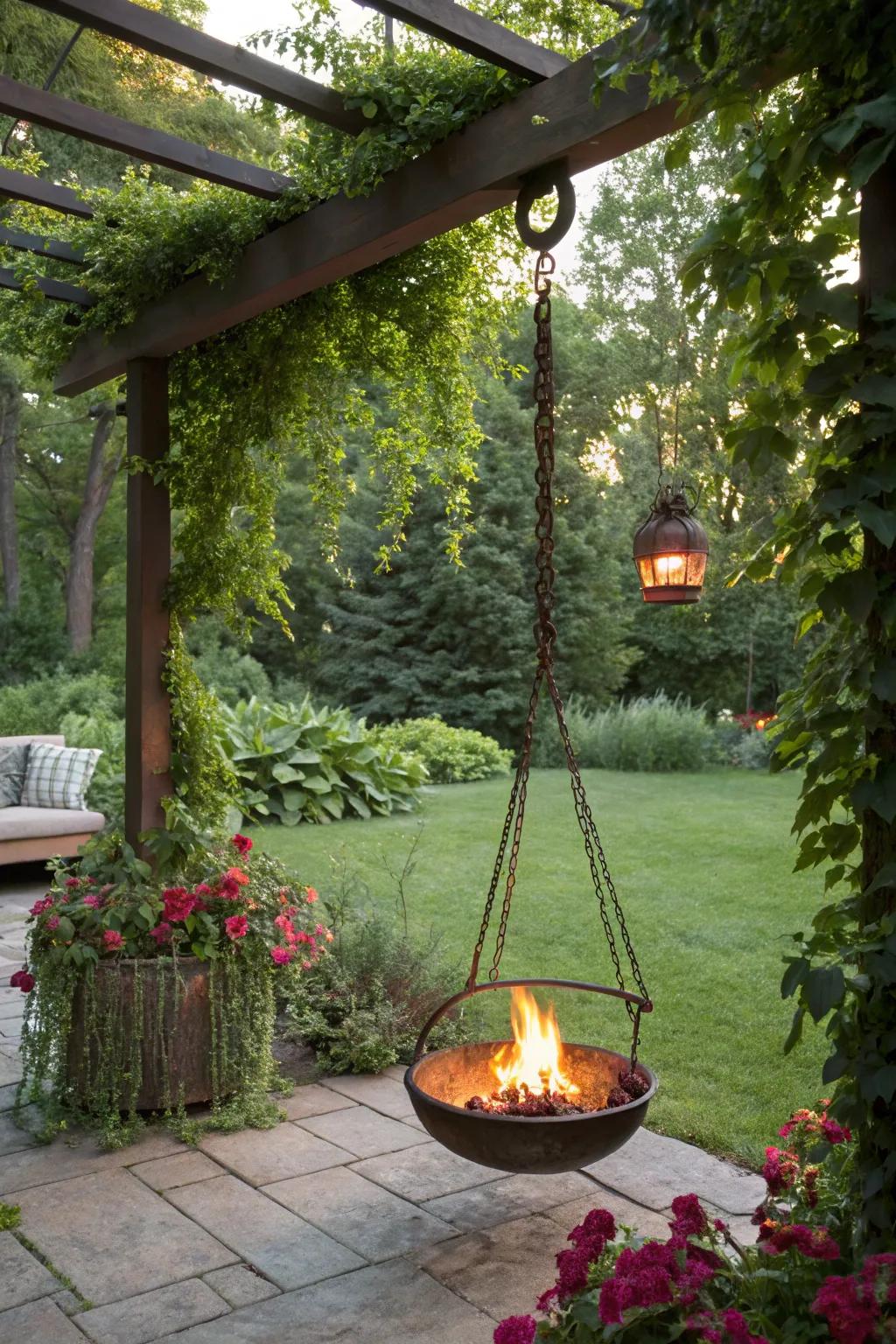 Suspended fire pits provide a whimsical and modern take on outdoor fires.