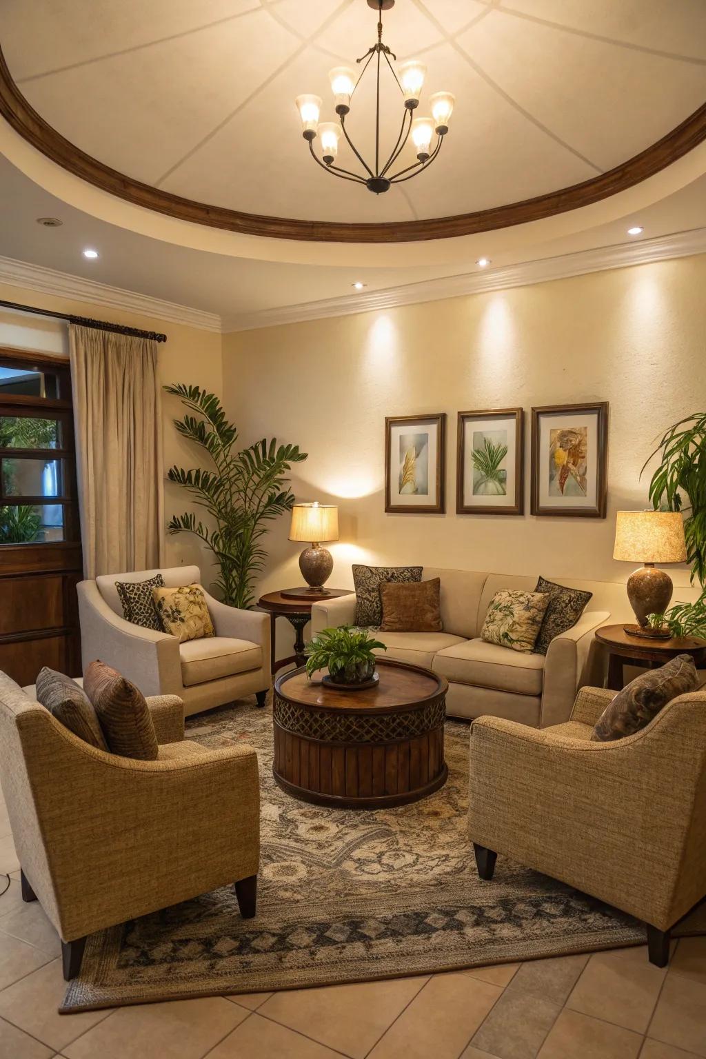 A cozy placement fosters relaxation and interaction in your living space.