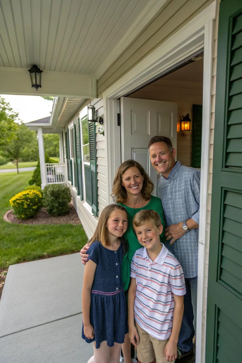 A doorway setting symbolizes the warmth and unity of family life.