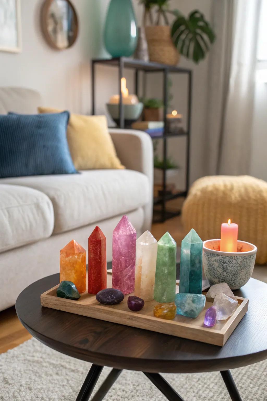 A vibrant array of colorful crystals creating visual interest.