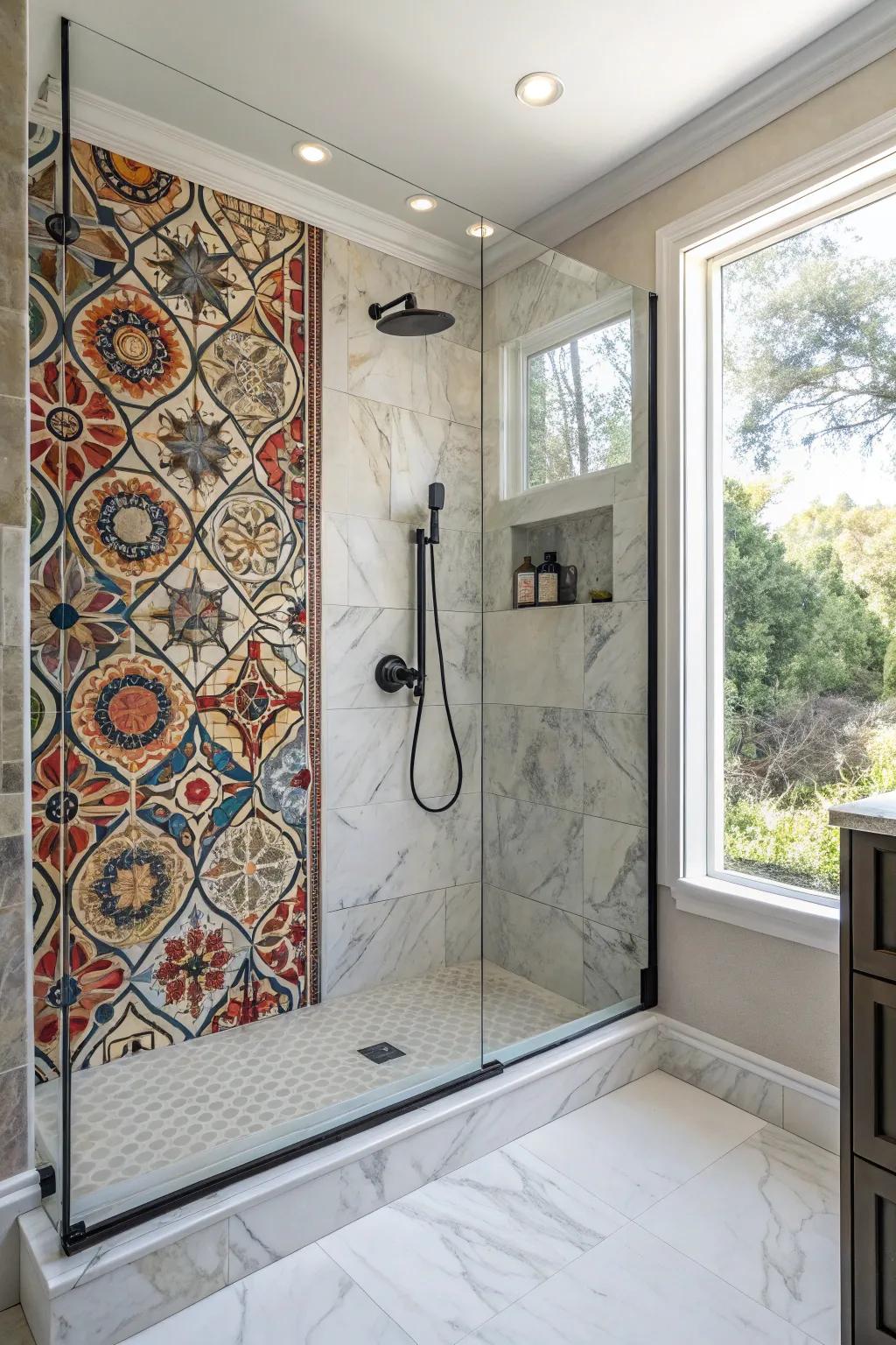 A centerpiece partition can elevate the visual influence of your mineral composite shower.