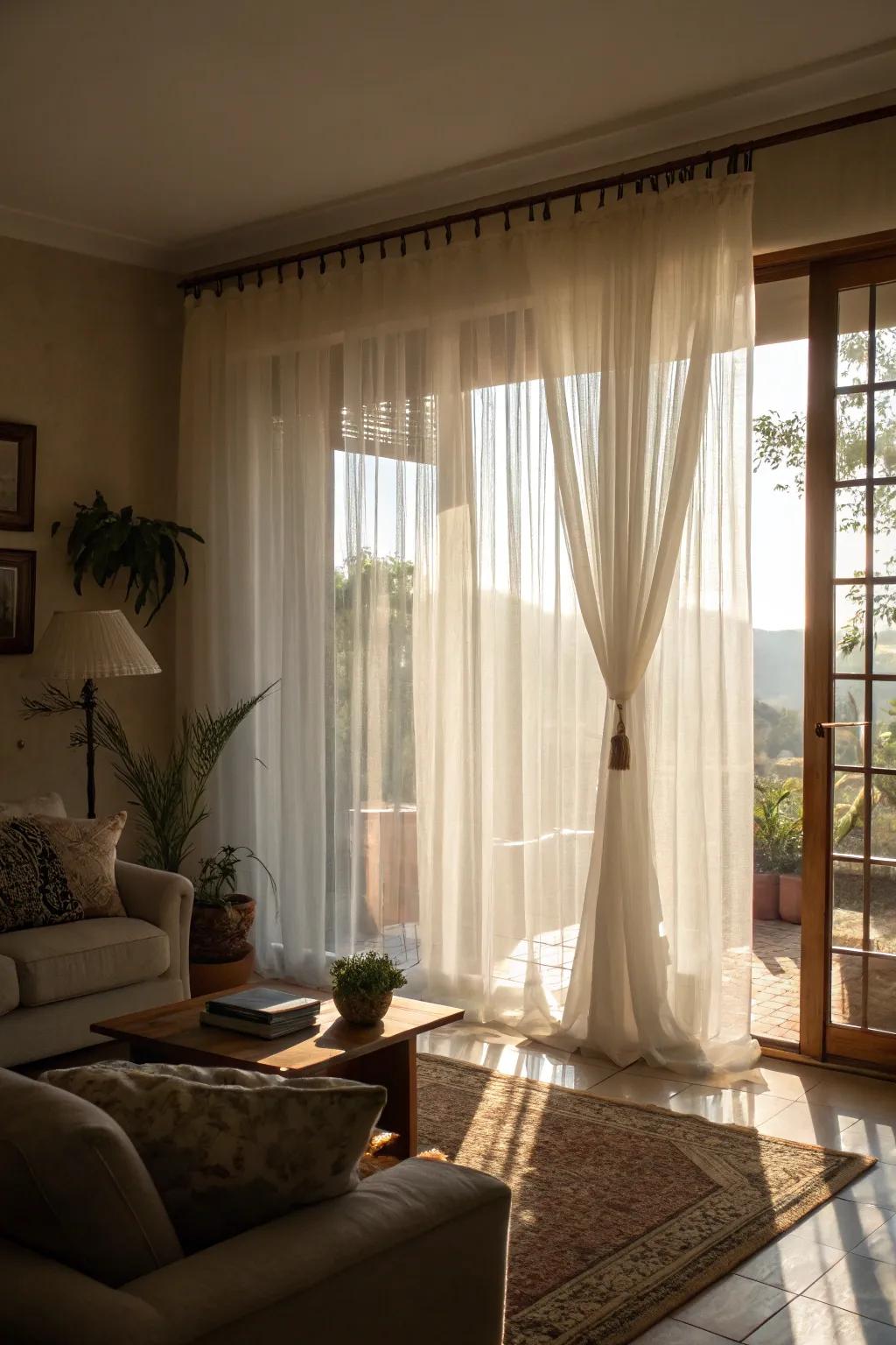 Delicate curtains brighten up your area.