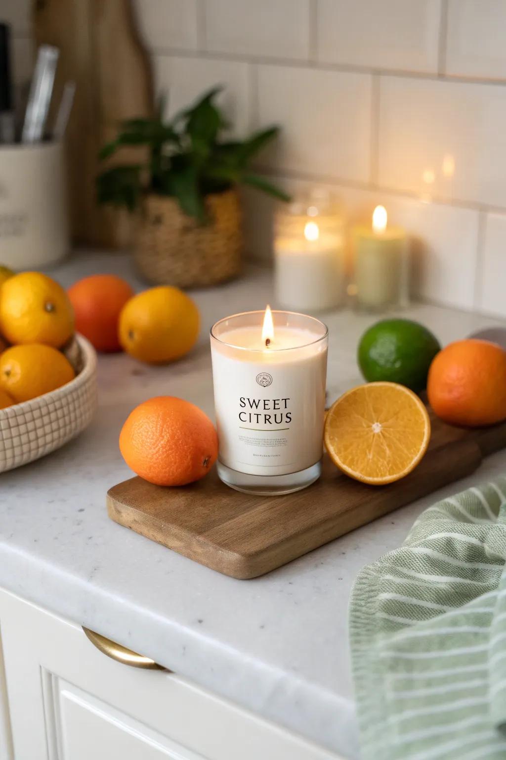 Zesty Burst Candle for a Fresh Kitchen