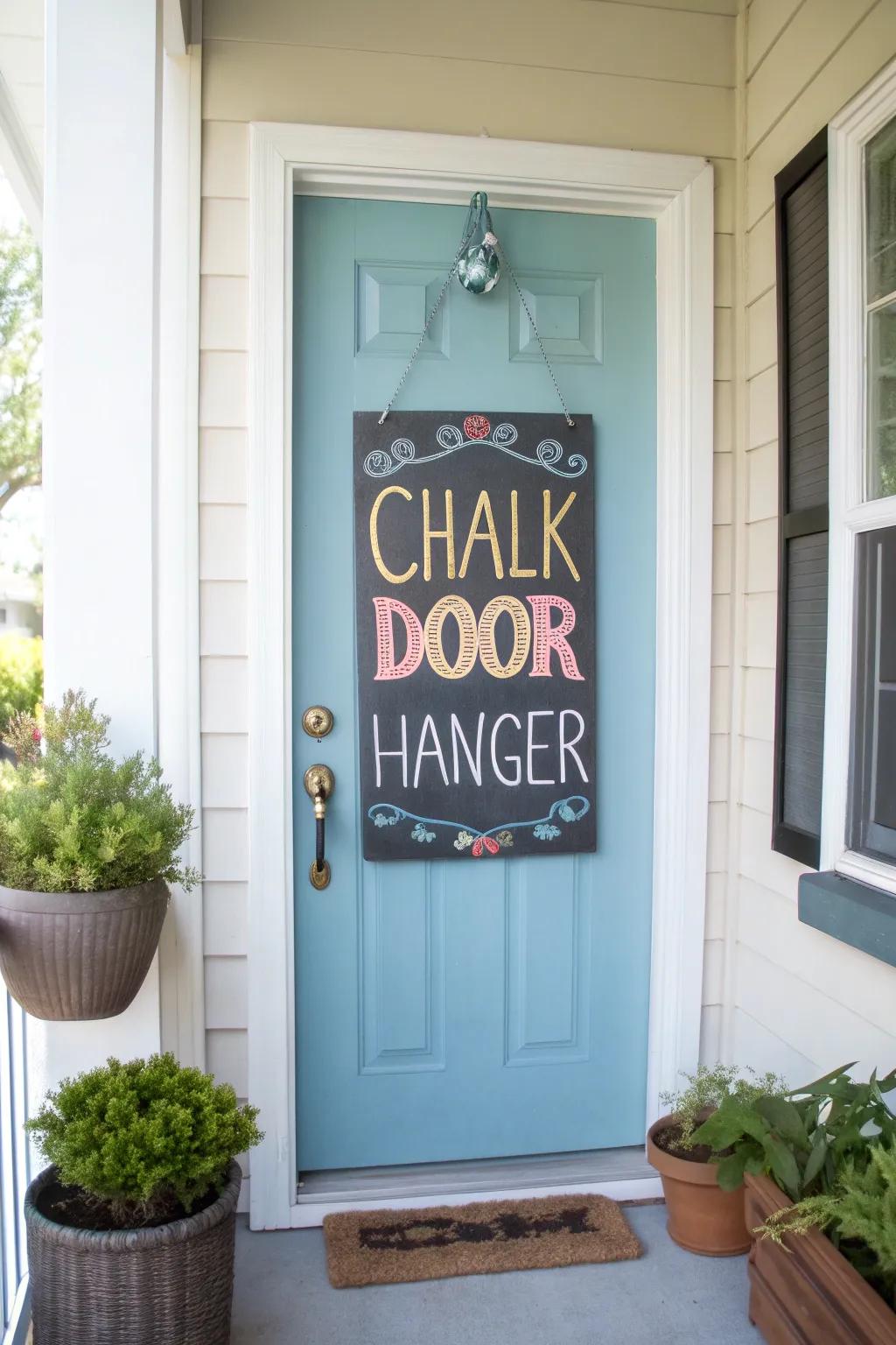 A playful drawing board door piece for ever-changing messages.