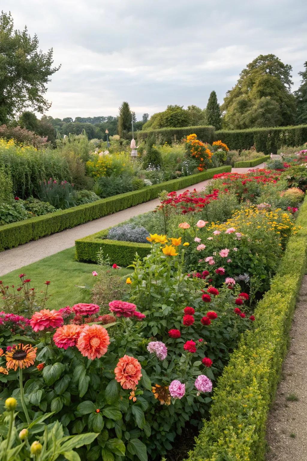 Blossom patches cultivate a lively display of color and texture.
