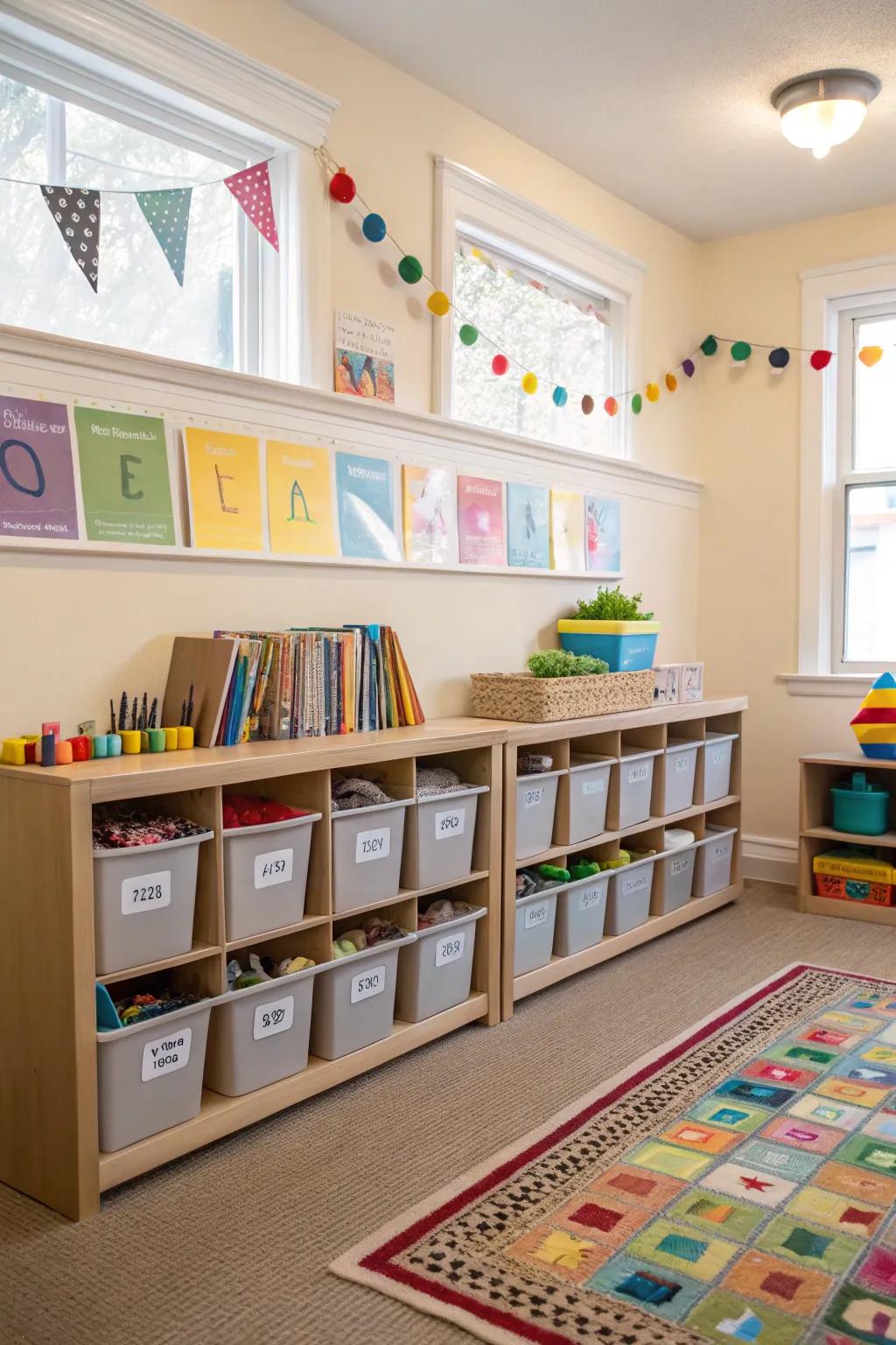 Accessible storage solutions encouraging tidiness.