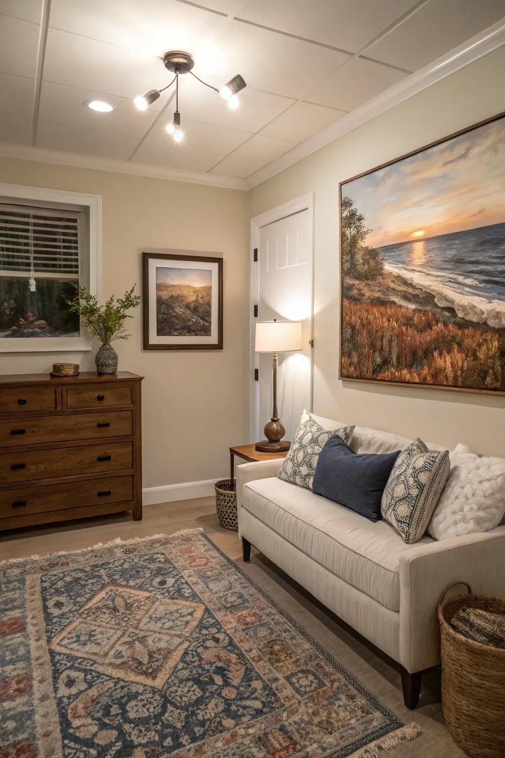 Art infuses personality and style without using floor space.