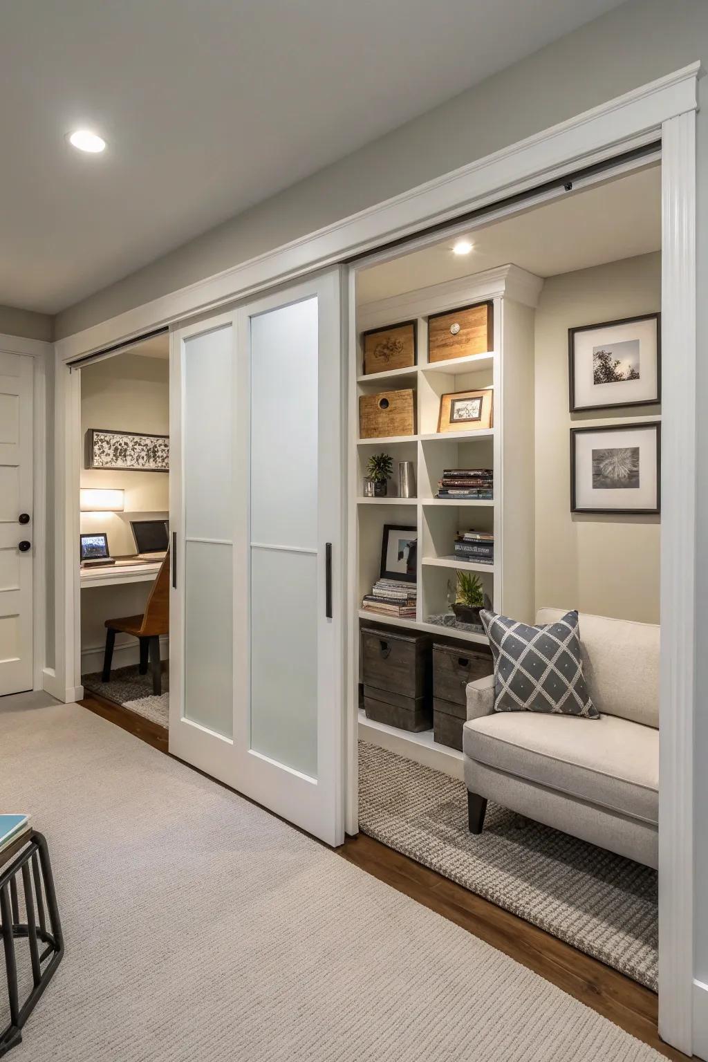 Pocket doors help you maximize available space.