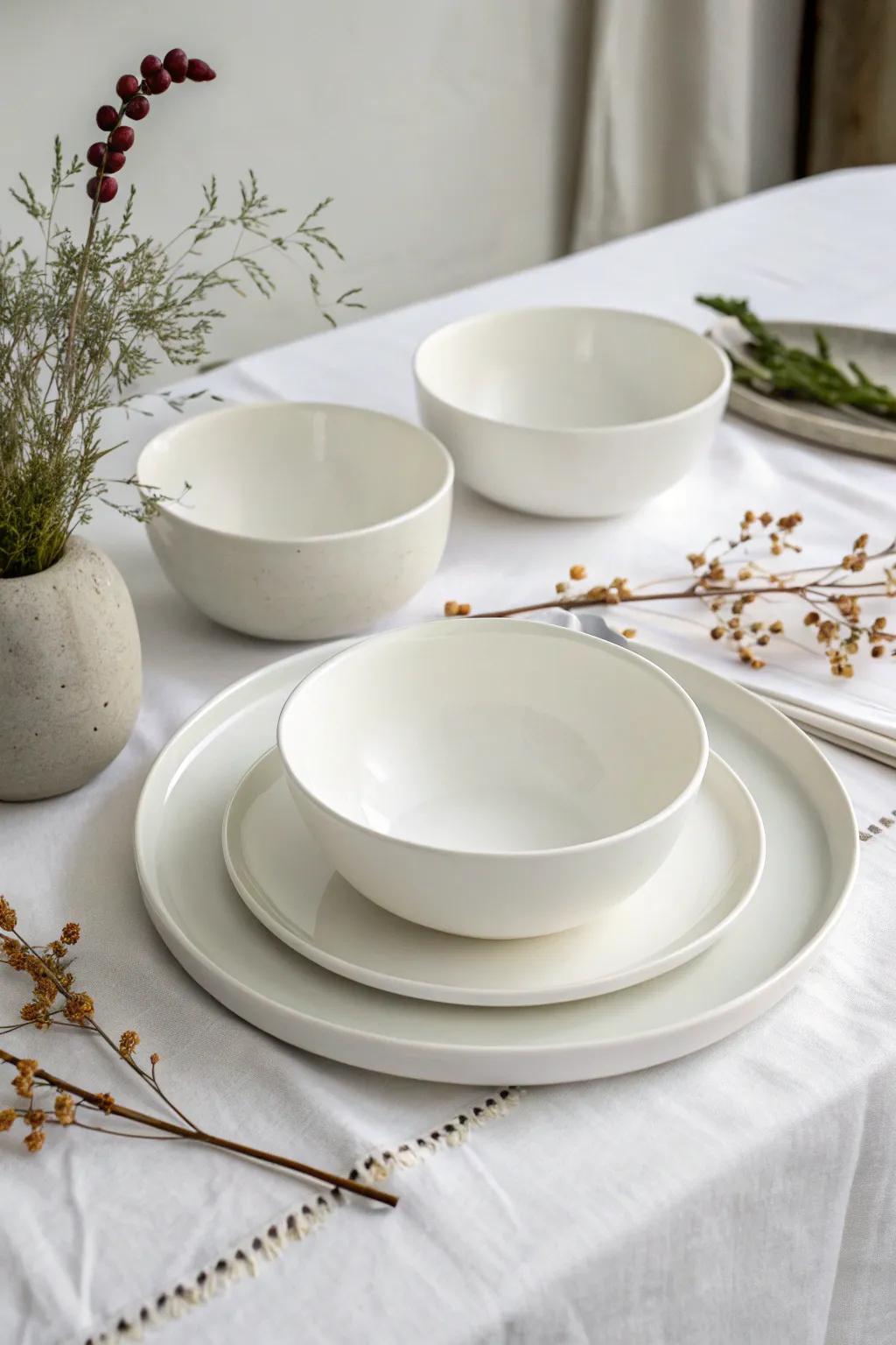 Minimalist tableware keeps the focus on elegance.