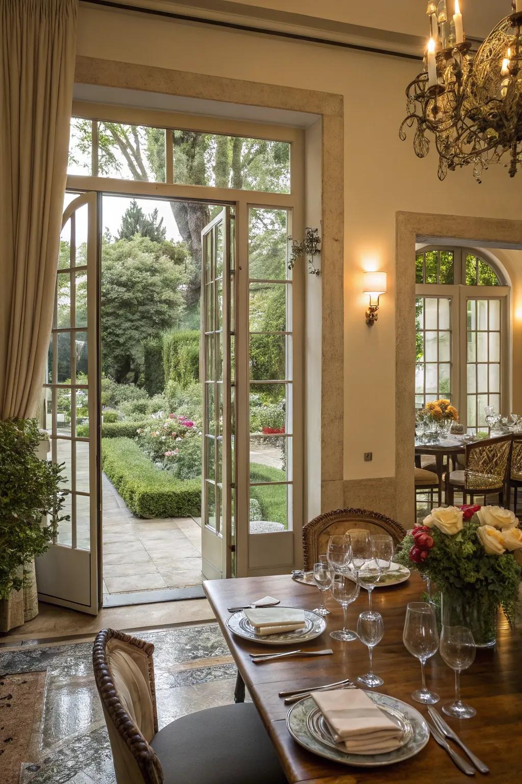 A smooth transition between indoor dining and the allure of the outdoors.