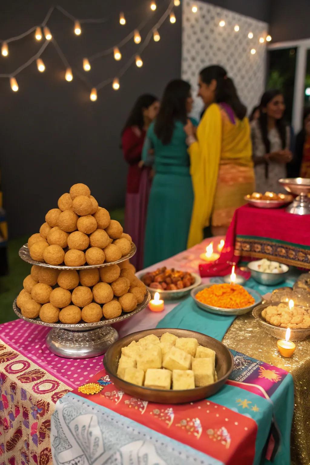 An enticing display of Diwali confections as a celebration image setting.