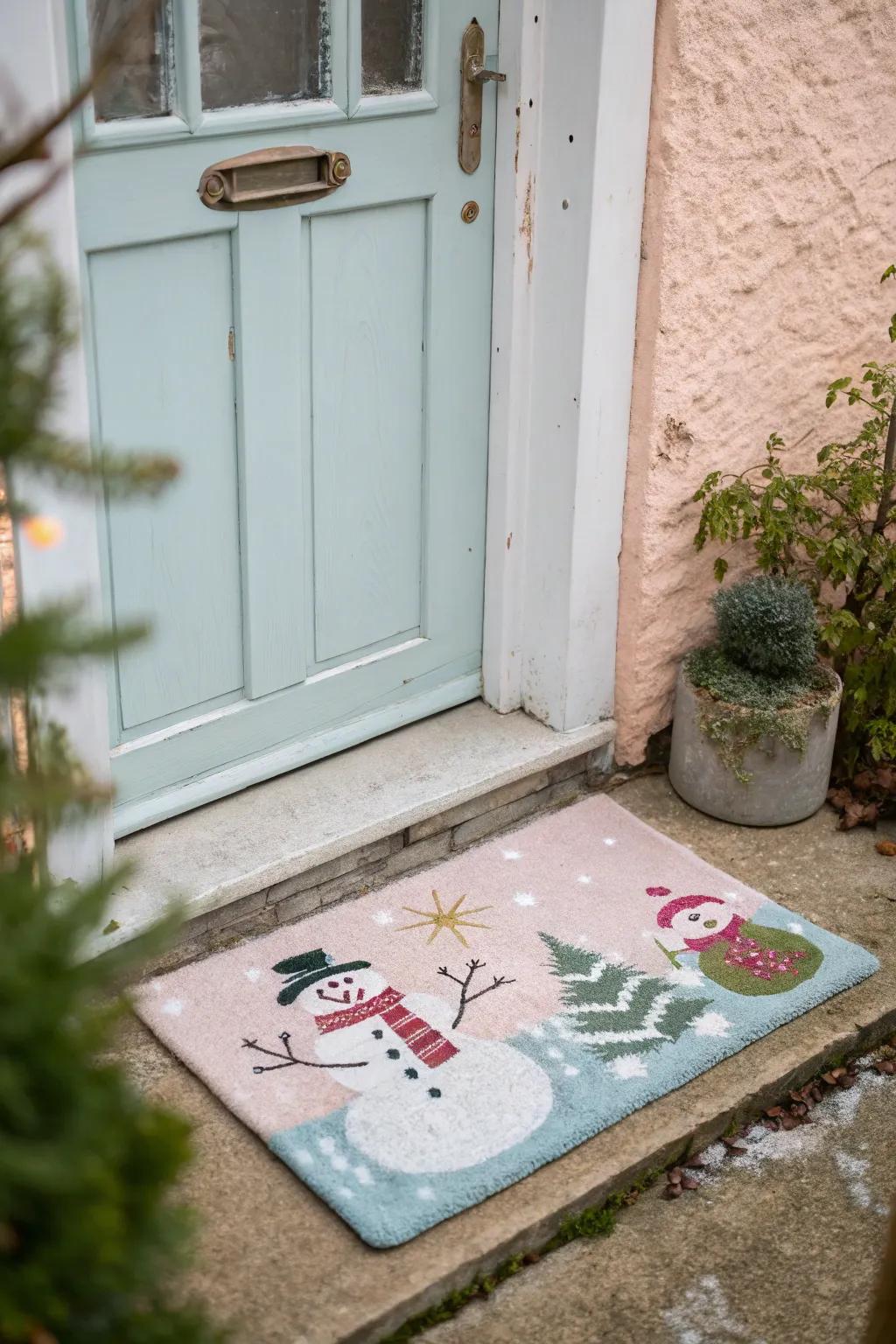 A seasonal door mat complements your door decor perfectly.