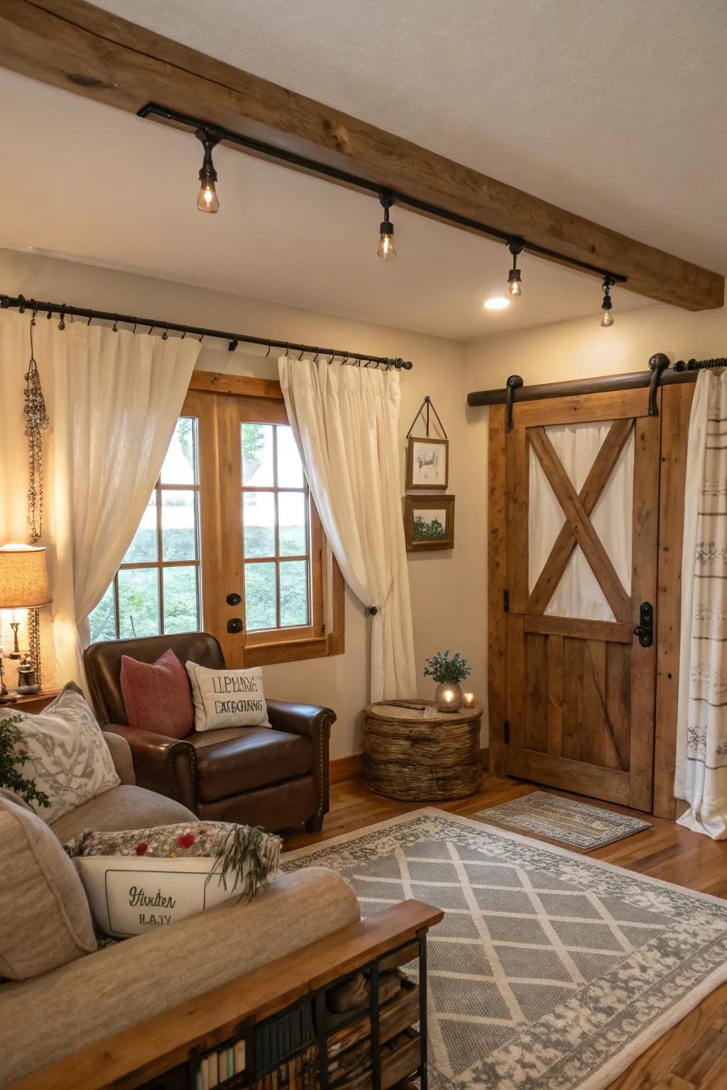 Wooden rods add rustic charm.