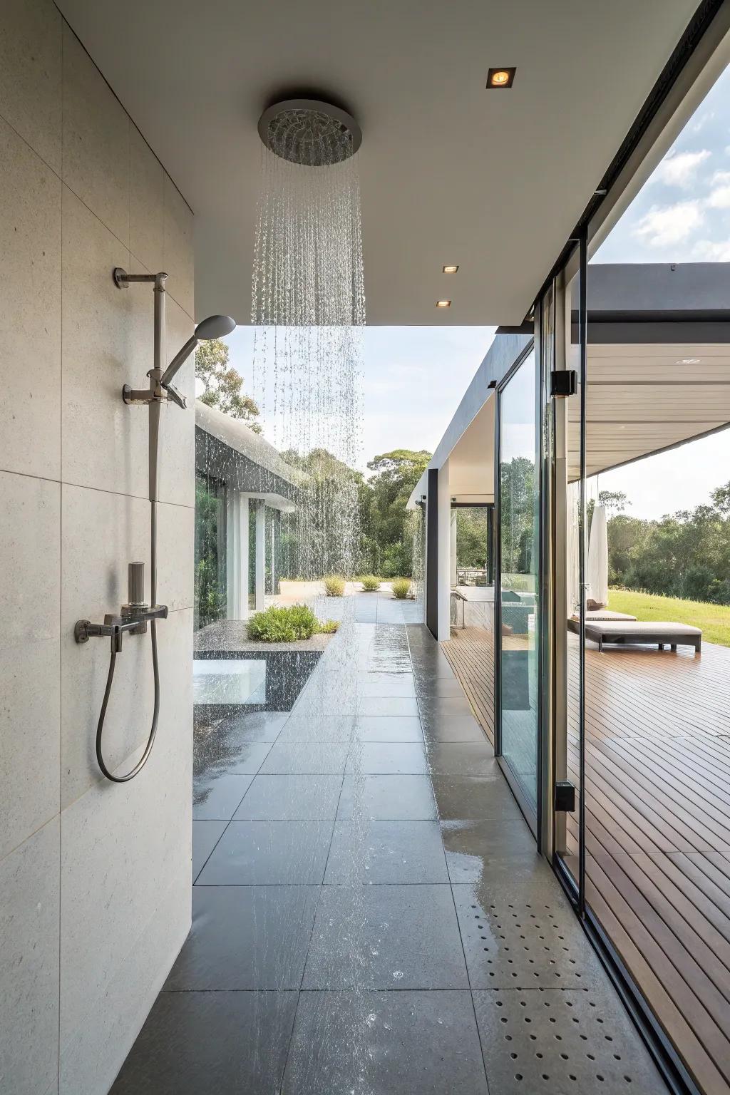 Experience the freedom of a wet chamber with dual shower heads.