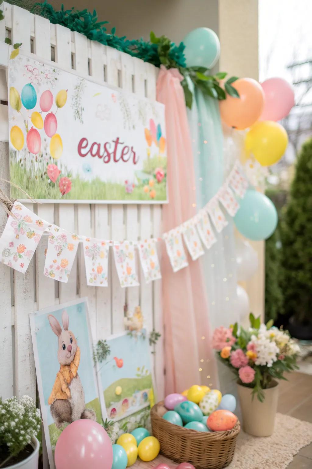 Festive Easter banners add a celebratory touch to any photo background.