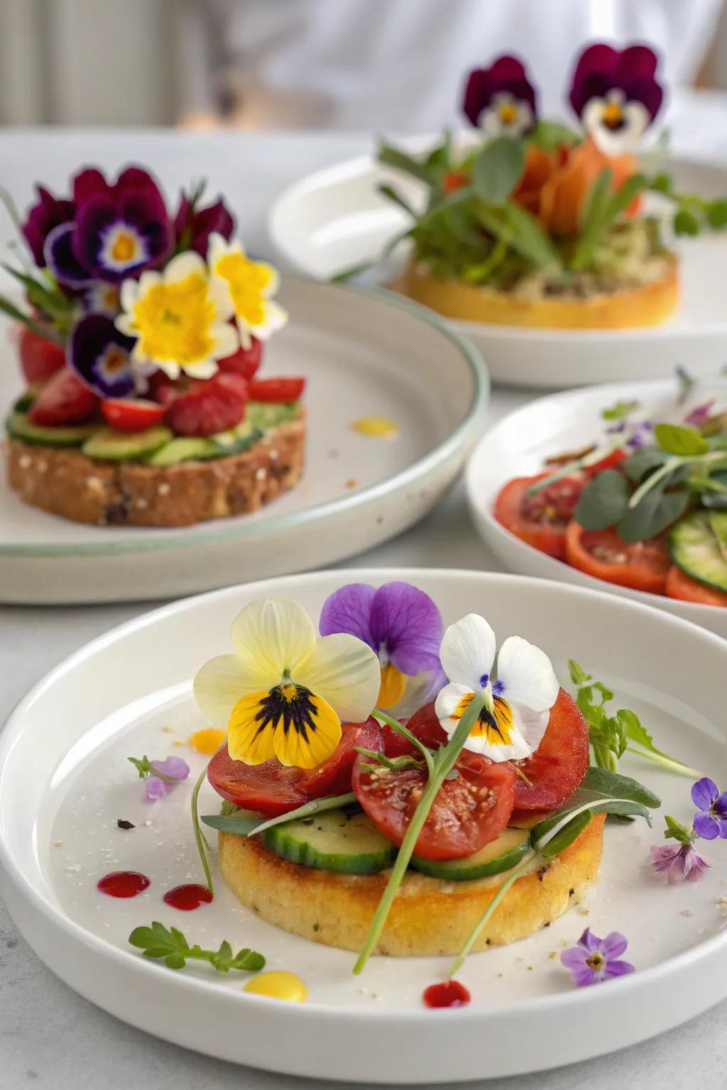 Consumable flower embellishments that introduce a hint of whimsy and sophistication to the brunch setting.