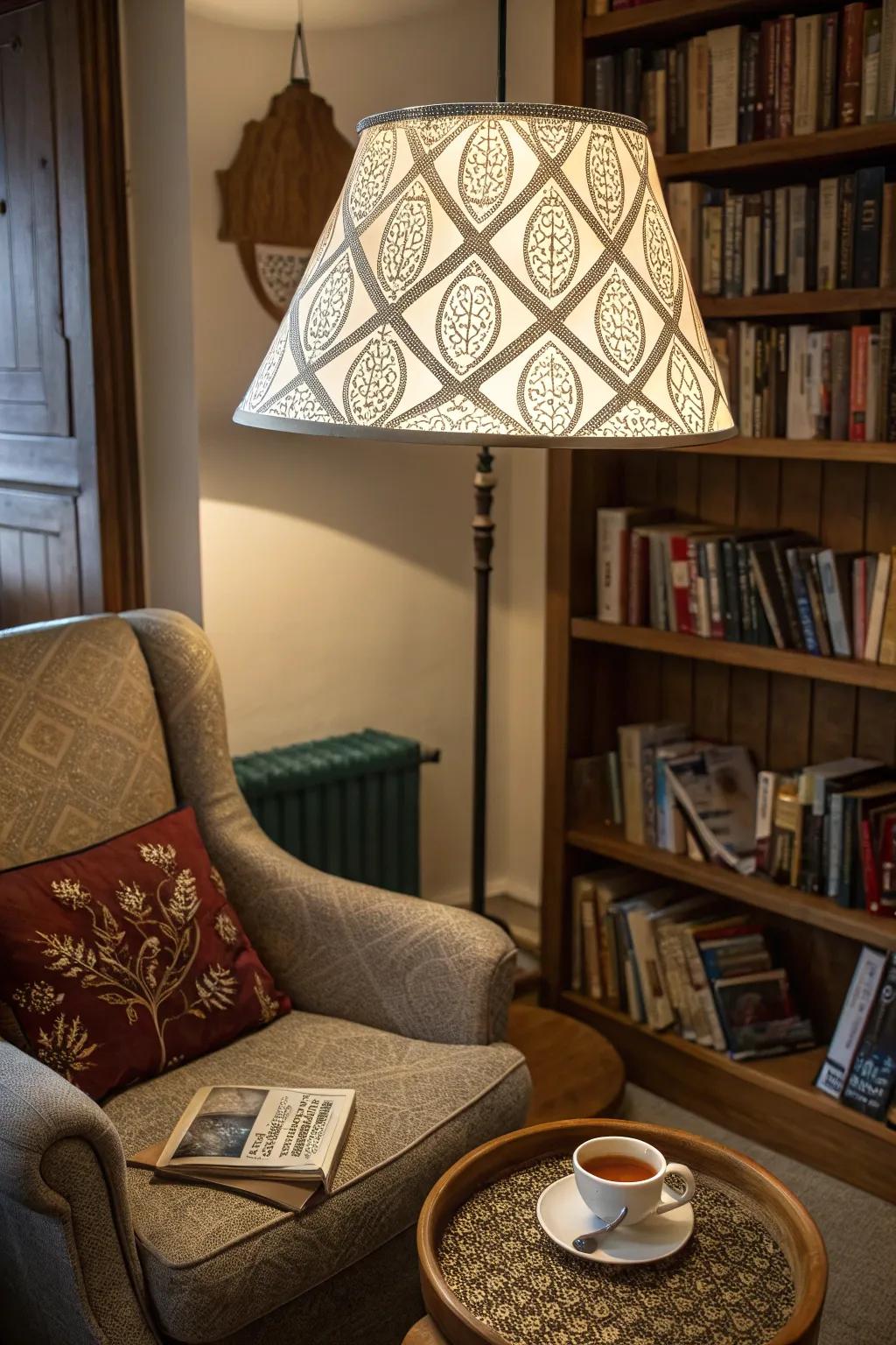 Etched lamp shades add a touch of artistry and whimsy to any room.